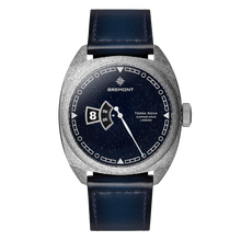 Load image into Gallery viewer, Bremont Terra Nova 40.5mm Jumping Hour Blue Aventurine Dial on blue gradient leather strap, front