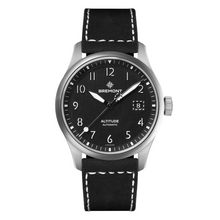 Load image into Gallery viewer, Bremont Altitude 39mm Black Dial on black nubuck leather strap, front