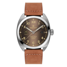Load image into Gallery viewer, Bremont Terra Nova 40.5mm Date HMAF Brown Dial on light brown nubuck leather strap, front