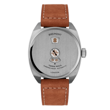 Load image into Gallery viewer, Bremont Terra Nova 38mm Jumping Hour Steel on brown leather strap with cream box stitch, front