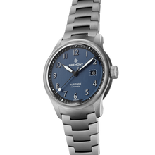 Load image into Gallery viewer, Bremont Altitude 39mm Blue Dial on stainless steel bracelet, angled view