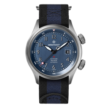 Load image into Gallery viewer, Bremont Altitude MB Meteor 42mm Blue Dial, Blue Barrel on black and blue NATO strap, front