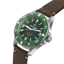 Load image into Gallery viewer, Bremont Supermarine 40mm 300m Green Dial on leather strap, side