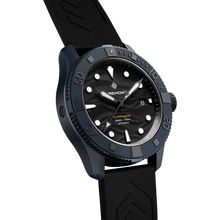 Load image into Gallery viewer, Bremont Supermarine 43mm 500m Blue Ceramic Black Wave Dial Limited Edition on black rubber strap, side