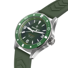 Load image into Gallery viewer, Bremont Supermarine 40mm 300m Green Dial on green rubber strap, side