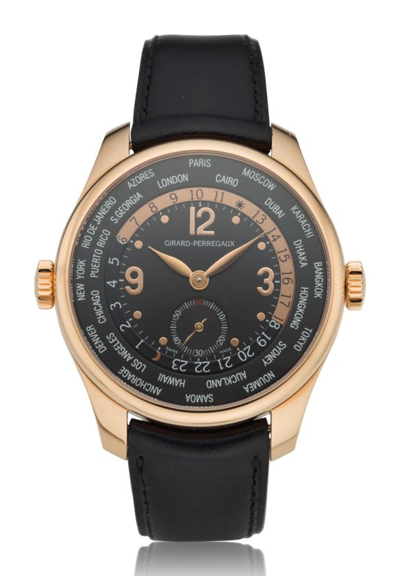 Girard Perregaux World Time with Black Dial in Rose Gold