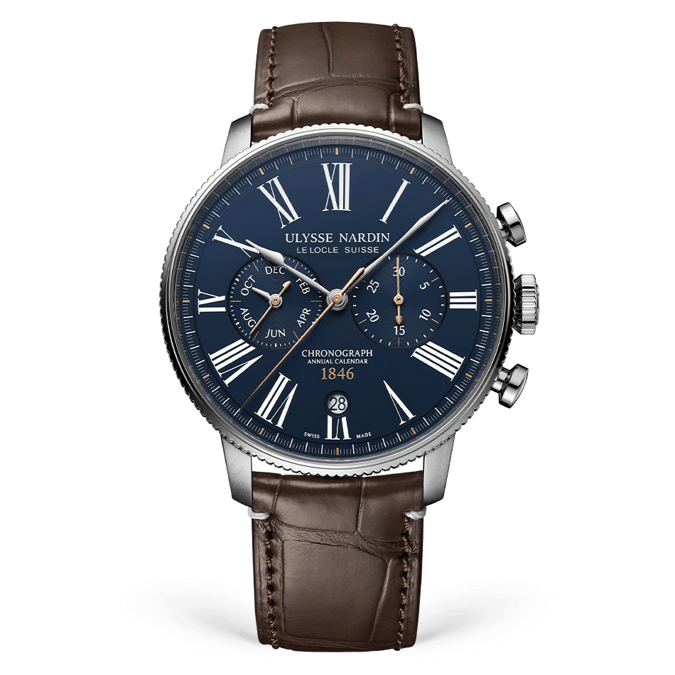 Ulysse Nardin Torpilleur Annual Chronograph 44mm with Blue Dial in Stainless Steel