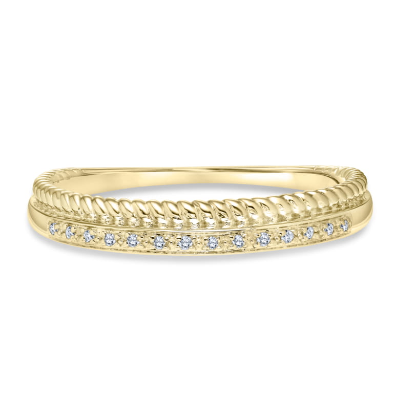 Stackable Diamond Ring set in 14k Yellow Gold