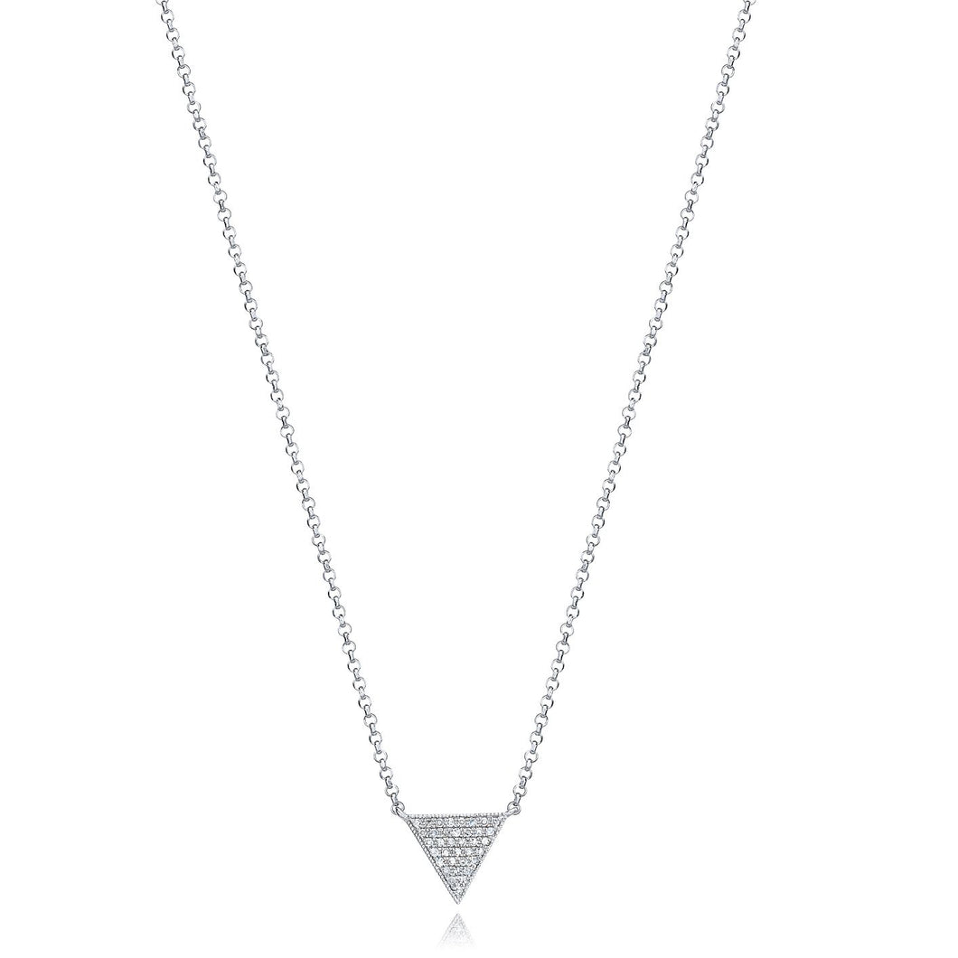 Triangle Diamond Necklace set in 14k White Gold