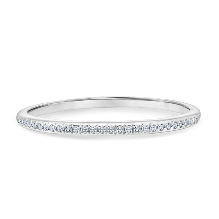 Slim Stackable Diamond Ring set in 14k White Gold