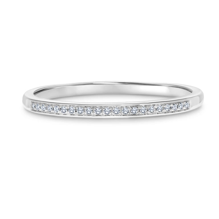 Petit Pave Stackable Diamond Ring set in 14k White Gold