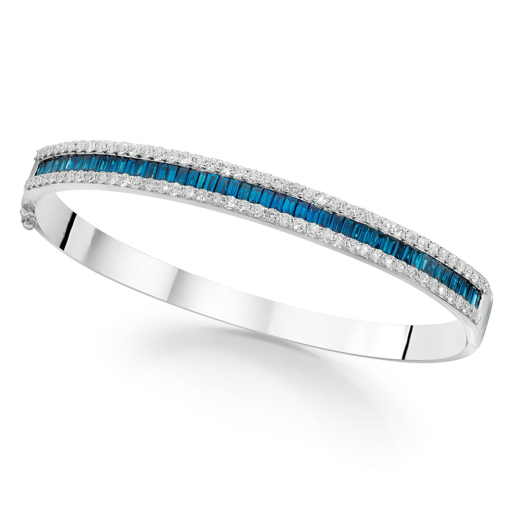 Blue and White Diamond Rings set 14k White Gold