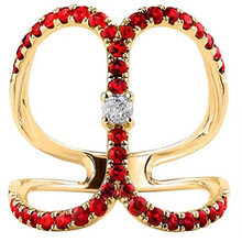 Load image into Gallery viewer, 14K Gold Crown of Light Diamond & Sapphire/Ruby Butterfly Ring