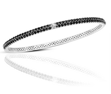 Load image into Gallery viewer, Sterling Silver & 14K Gold Crown of Light Diamond & Sapphire/Ruby 'Stackable' Bangle Collection