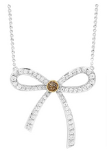 Load image into Gallery viewer, Sterling Silver & 14K Gold Crown of Light Diamond & Sapphires Necklace (.16ct Brown Crown of Light Diamond, I1 Clarity & 1.34ct White Sapphire)