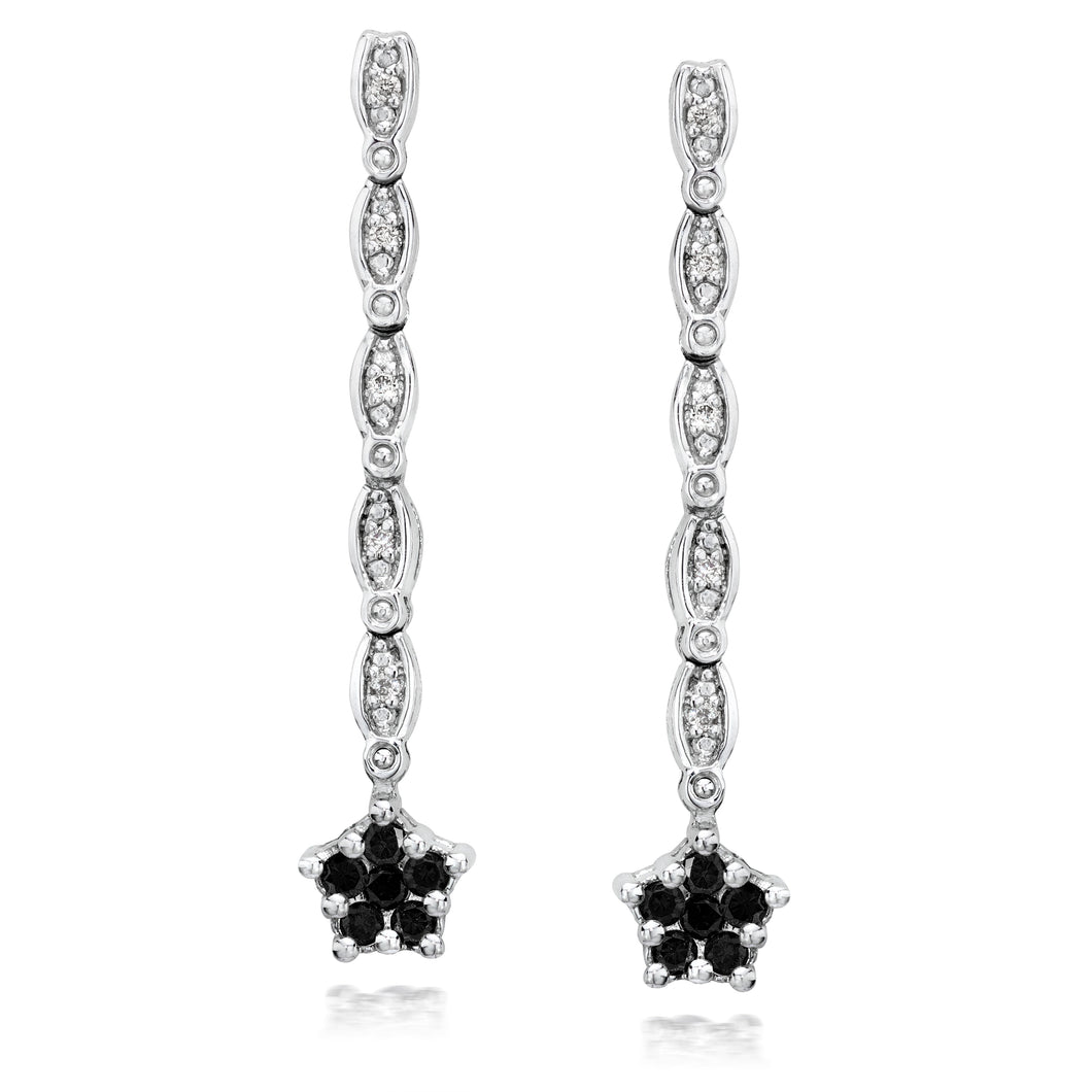 Convertible Black & White Diamond Earrings set in 925 Silver