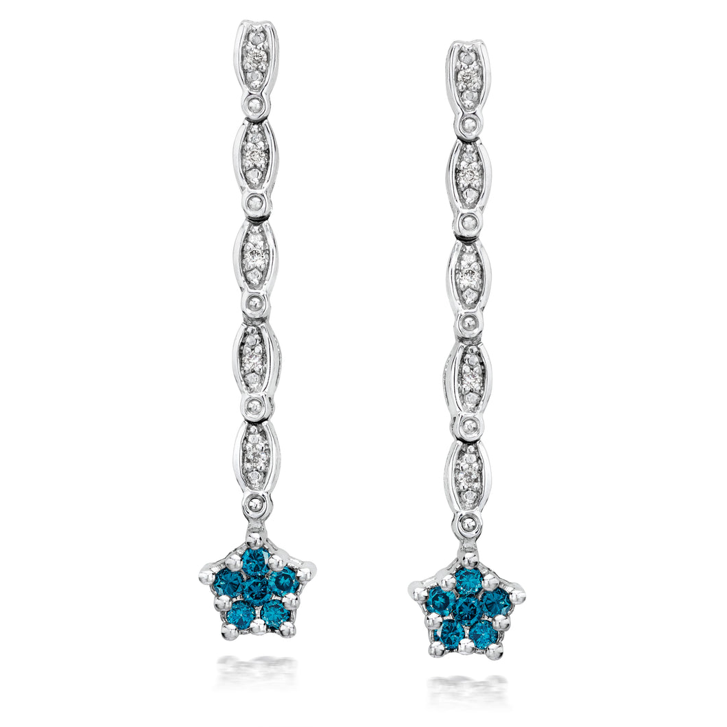 Convertible Blue & White Diamond Earrings set in 925 Silver