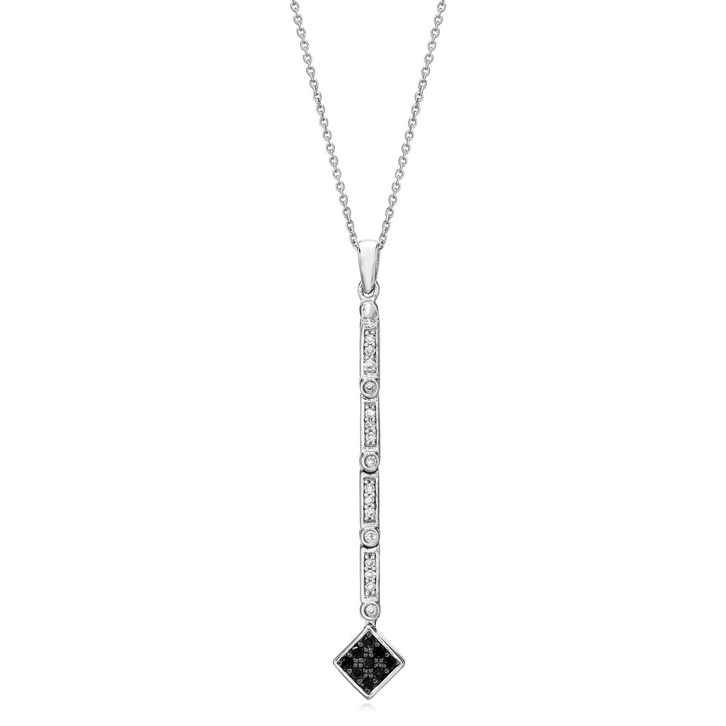 Convertible Black & White Diamond Necklace set in 925 Silver