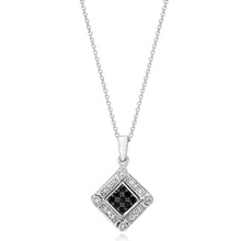 Load image into Gallery viewer, Convertible Black &amp; White Diamond Necklace set in 925 Silver
