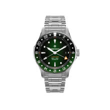 Load image into Gallery viewer, Bremont Supermarine 40mm 300m GMT Green/Black on bracelet, front
