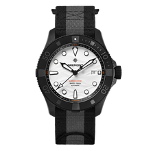 Load image into Gallery viewer, Bremont Supermarine 43mm 500m Black Ceramic Polar White Dial on black and anthracite NATO strap, front
