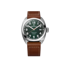 Load image into Gallery viewer, Bremont Terra Nova 40.5mm Date Green Dial on brown leather strap with cream box stitch, front
