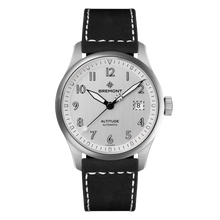 Load image into Gallery viewer, Bremont Altitude 39mm Silver Dial on black nubuck leather strap, front
