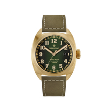 Load image into Gallery viewer, Bremont Terra Nova 40.5mm Date Bronze Green Dial on green nubuck leather strap, front
