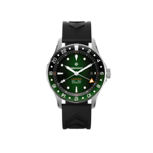 Load image into Gallery viewer, Bremont Supermarine 40mm 300m GMT Green/Black on black rubber strap, front
