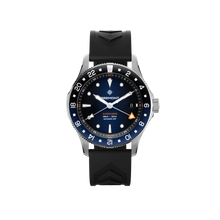 Load image into Gallery viewer, Bremont Supermarine 40mm 300m GMT Blue/Black on black rubber strap, front
