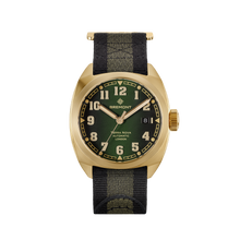 Load image into Gallery viewer, Bremont Terra Nova 40.5mm Date Bronze Green Dial on black and green NATO strap, front
