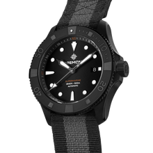 Load image into Gallery viewer, Bremont Supermarine 43mm 500m Black Ceramic on black and anthracite NATO strap, side
