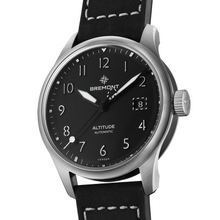 Load image into Gallery viewer, Bremont Altitude 39mm Black Dial on black nubuck leather strap, side
