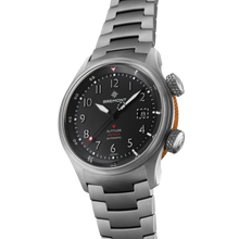 Load image into Gallery viewer, Bremont Altitude MB Meteor 42mm on titanium bracelet, side view showing the orange barrel
