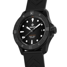 Load image into Gallery viewer, Bremont Supermarine 43mm 500m Black Ceramic on black rubber strap, side
