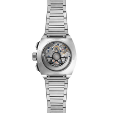 Load image into Gallery viewer, Bremont Supernova 41mm Chronograph Black Dial on steel bracelet, open case back with decorated rotor
