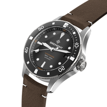 Load image into Gallery viewer, Bremont Supermarine 40mm 300m Date Black Dial on leather strap, side
