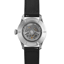 Load image into Gallery viewer, Bremont Altitude 39mm Silver Dial on black nubuck leather strap, open case back
