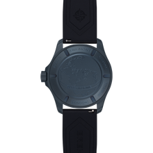 Load image into Gallery viewer, Bremont Supermarine 43mm 500m Blue Ceramic Black Wave Dial Limited Edition on black rubber strap, case back
