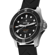 Load image into Gallery viewer, Bremont Supermarine 43mm 500m Black Dial on black rubber strap, side
