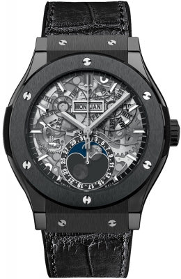 Hublot AeroFusion Moonphase  with Skeleton Dial in Black Ceramic 45mm