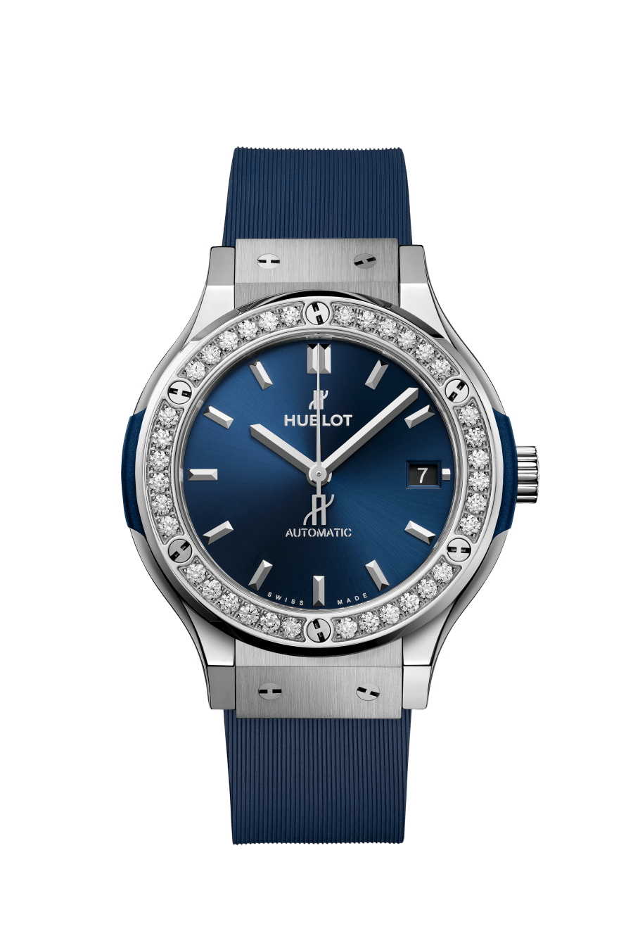 Hublot Classic Fusion in with Blue Dial in Titanium with Diamond Bezel 33mm