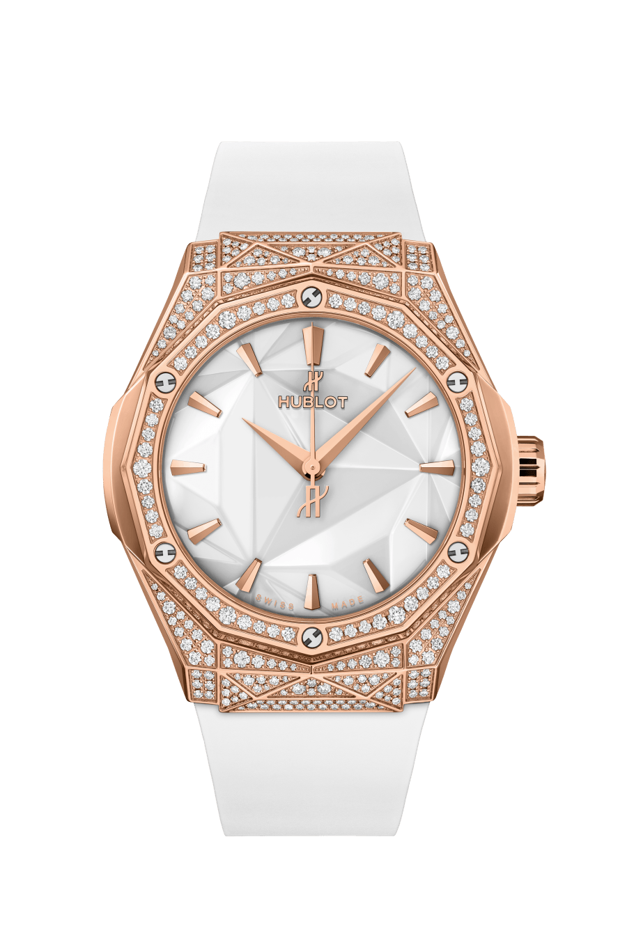 Hublot classic Fusion Orlinski with White Dial in Rose Gold Pave Diamonds International