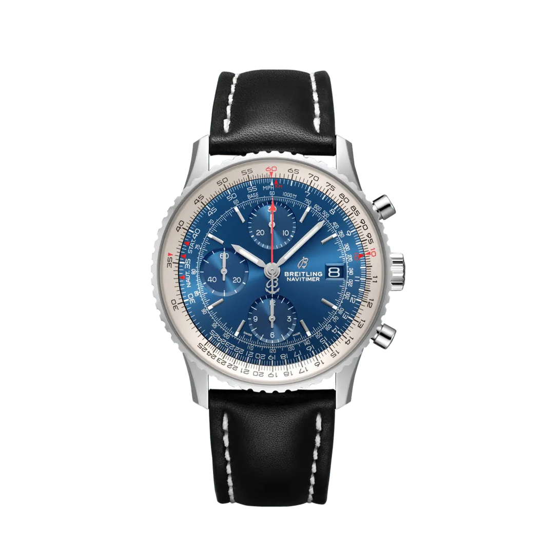 Navitimer Chronograph 41MM in Stainless Steel with Blue Dial on Calfskin Leather with Tang Buckle