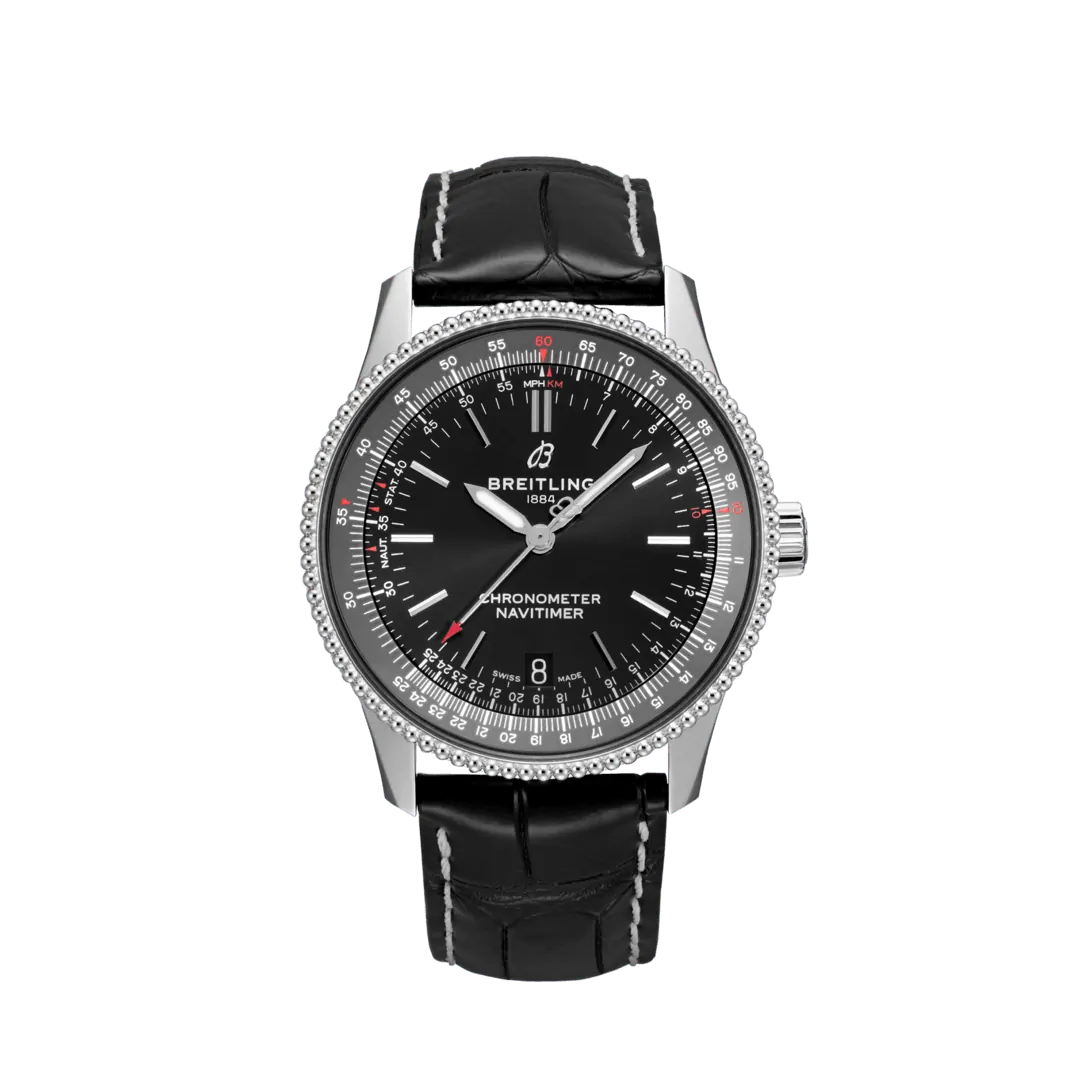 Breitling Navitimer 38MM in Stainless Steel with Black Dial on a Black Diamonds International