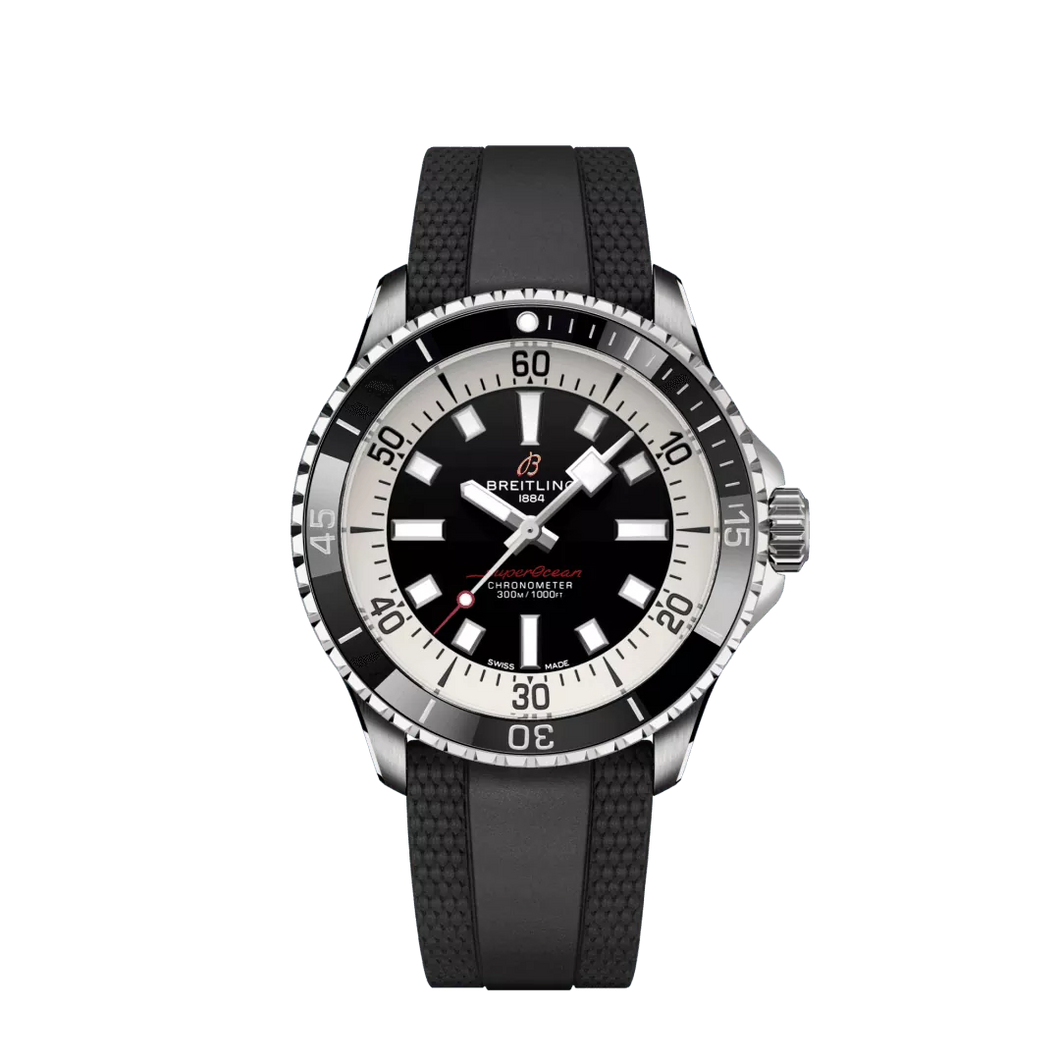 Breitling Superocean 42MM in Stainless Steel with Black Dial on a Black Rubber Strap