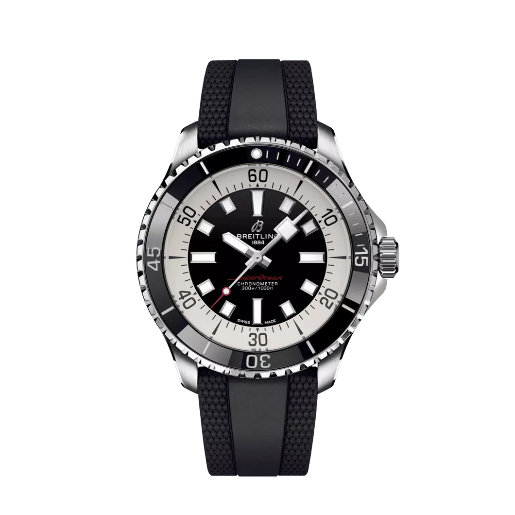 Breitling Superocean 44MM in Stainless Steel with Black Dial on a Black Rubber Strap