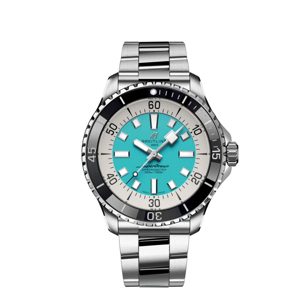 Breitling Superocean 44MM in Stainless Steel with Turquoise Dial