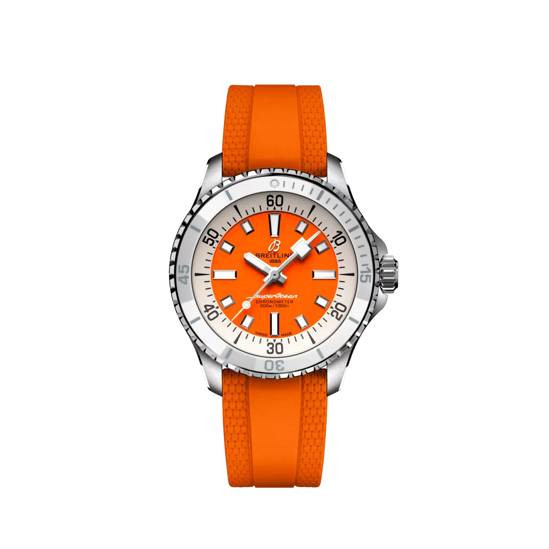 Breitling Superocean 36MM in Stainless Steel with Orange Dial on a