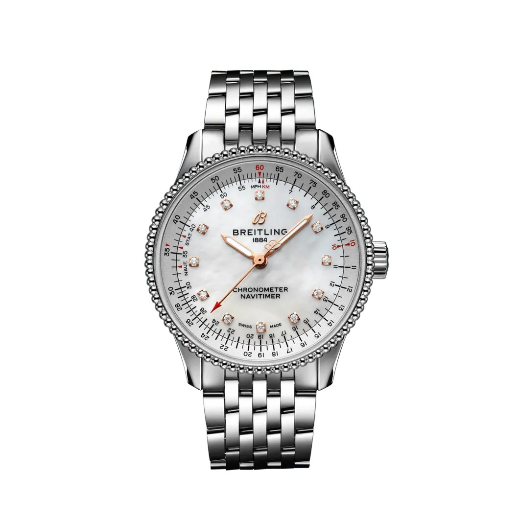 Breitling Navitimer 35MM in Stainless Steel with Mother of Pearl Dial
